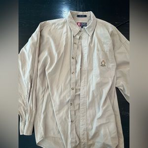 Vintage Chaps Ralph Lauren Tan Button Down Shirt Size XL
